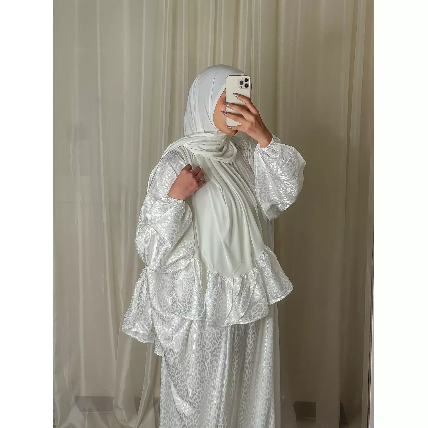 silk off white pray dress 1
