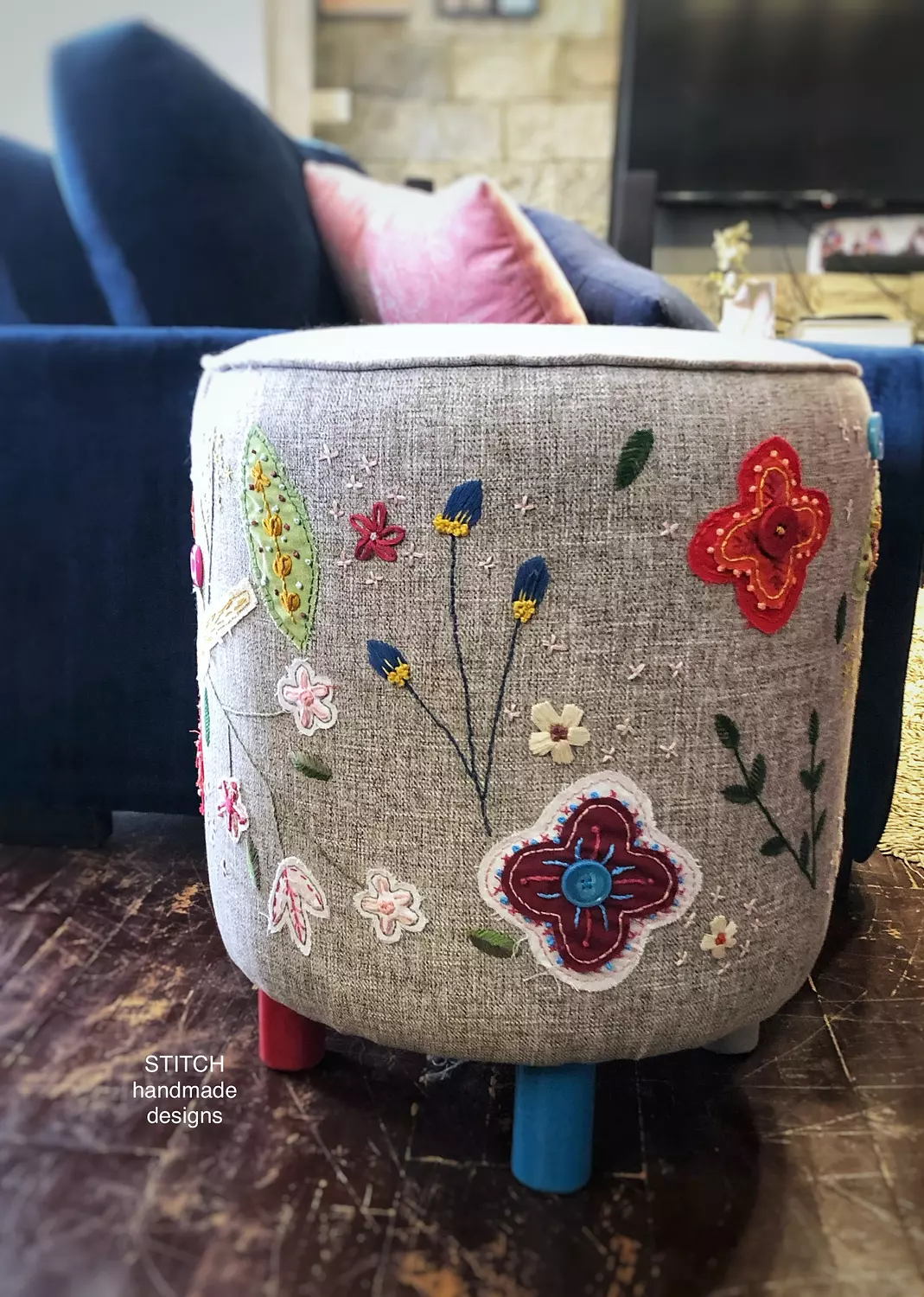 Blooming applique ottoman-2nd-img