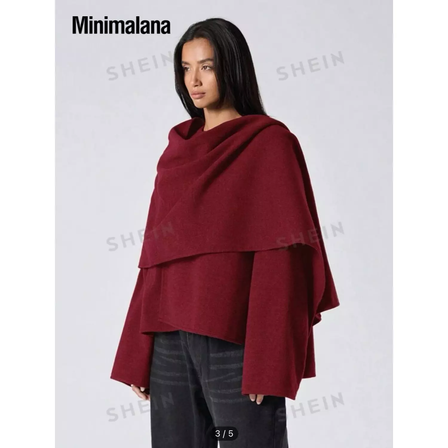 Crop Knit Coat with Asymmetrical Scarf  2