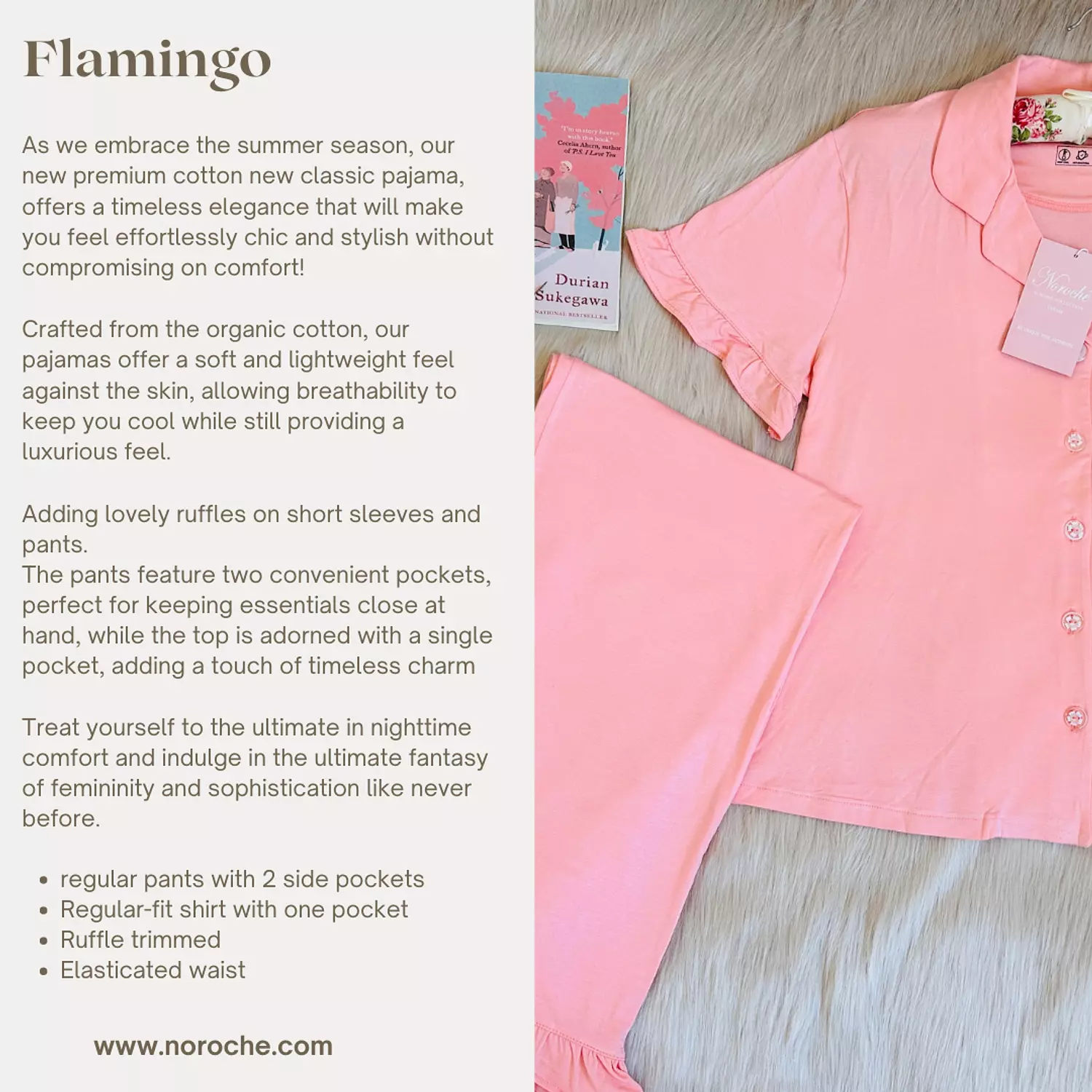 Flamingo  Ruffled Cotton Pajamas-2nd-img