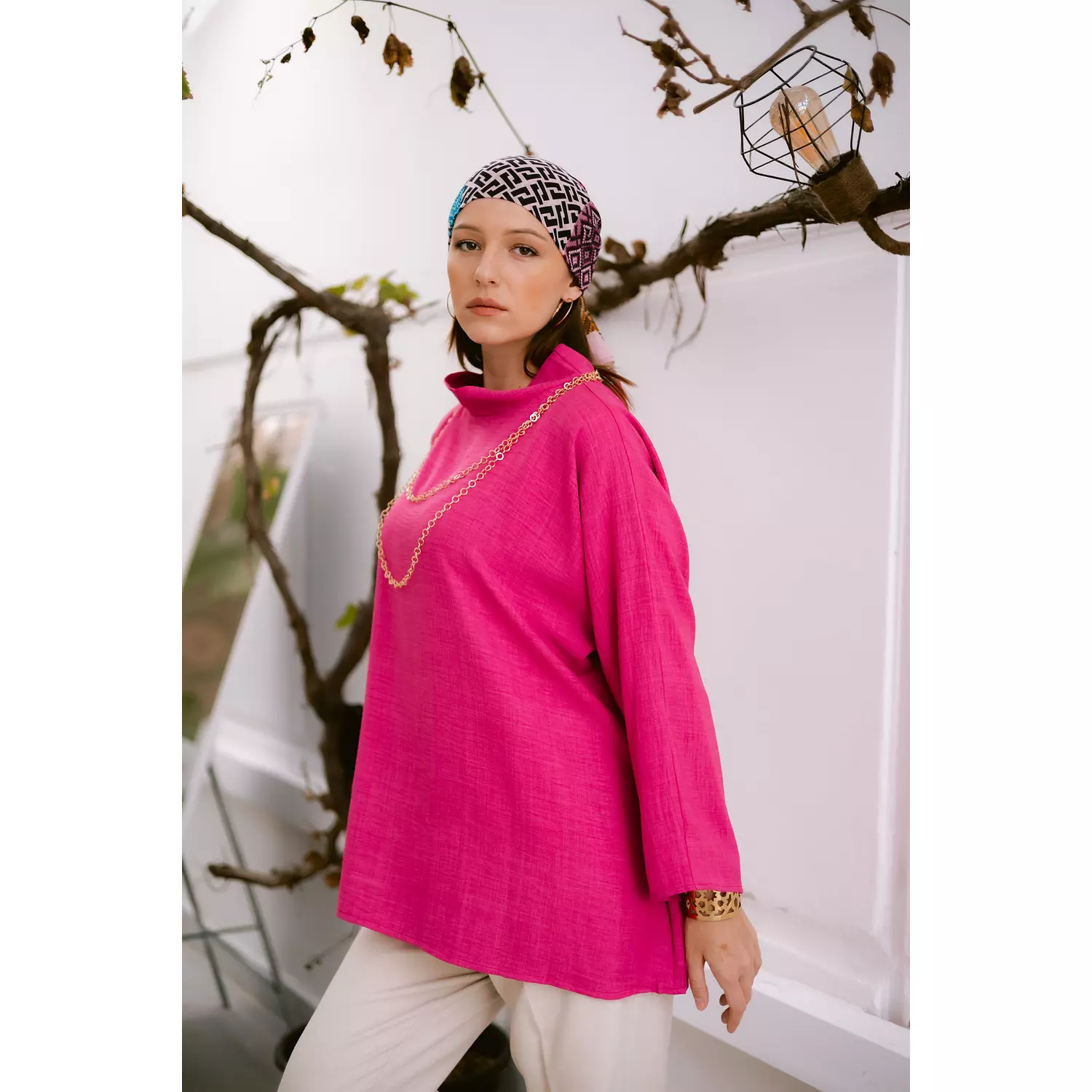 Fushia linen blouse 5