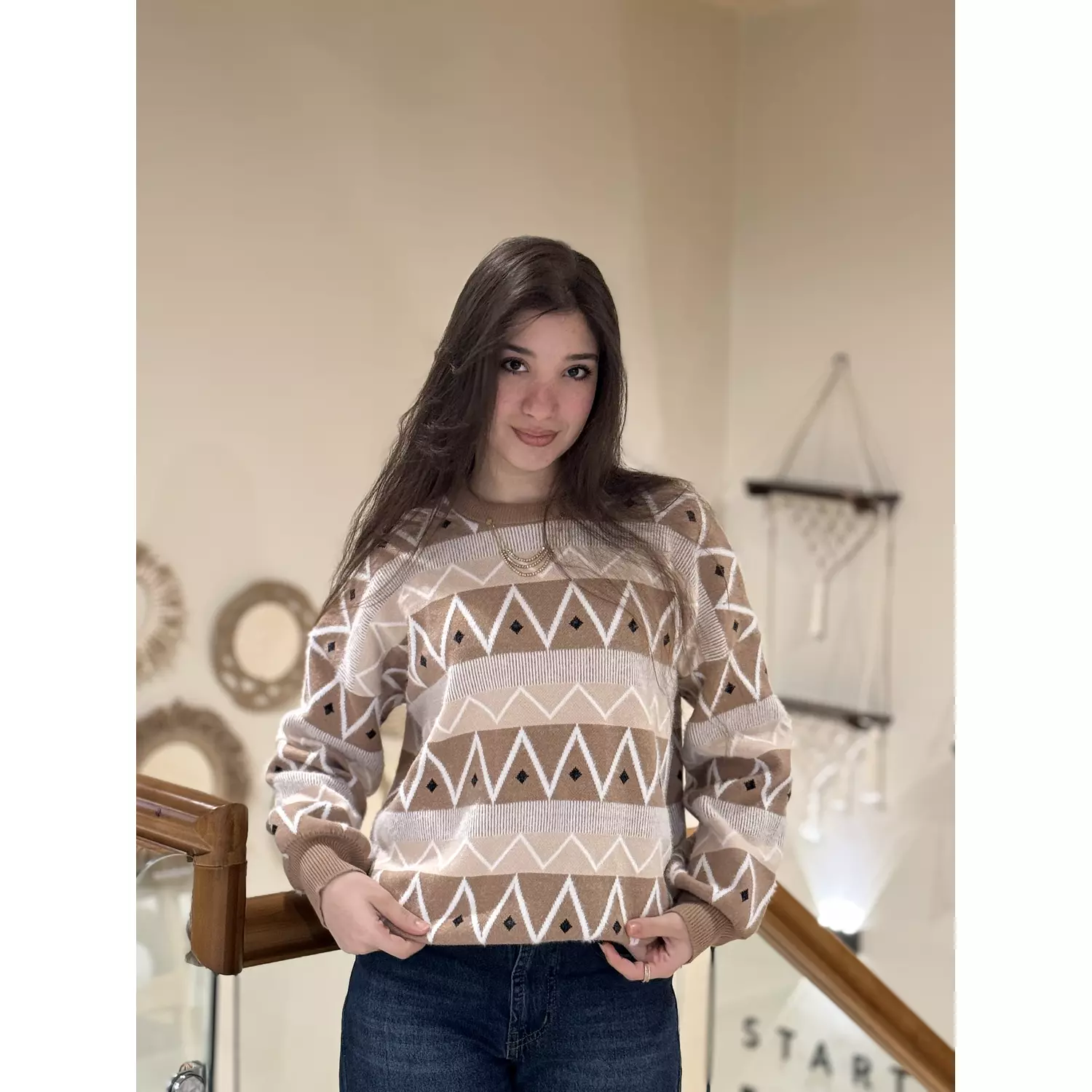 Cafe Geometric Knit Sweater 2