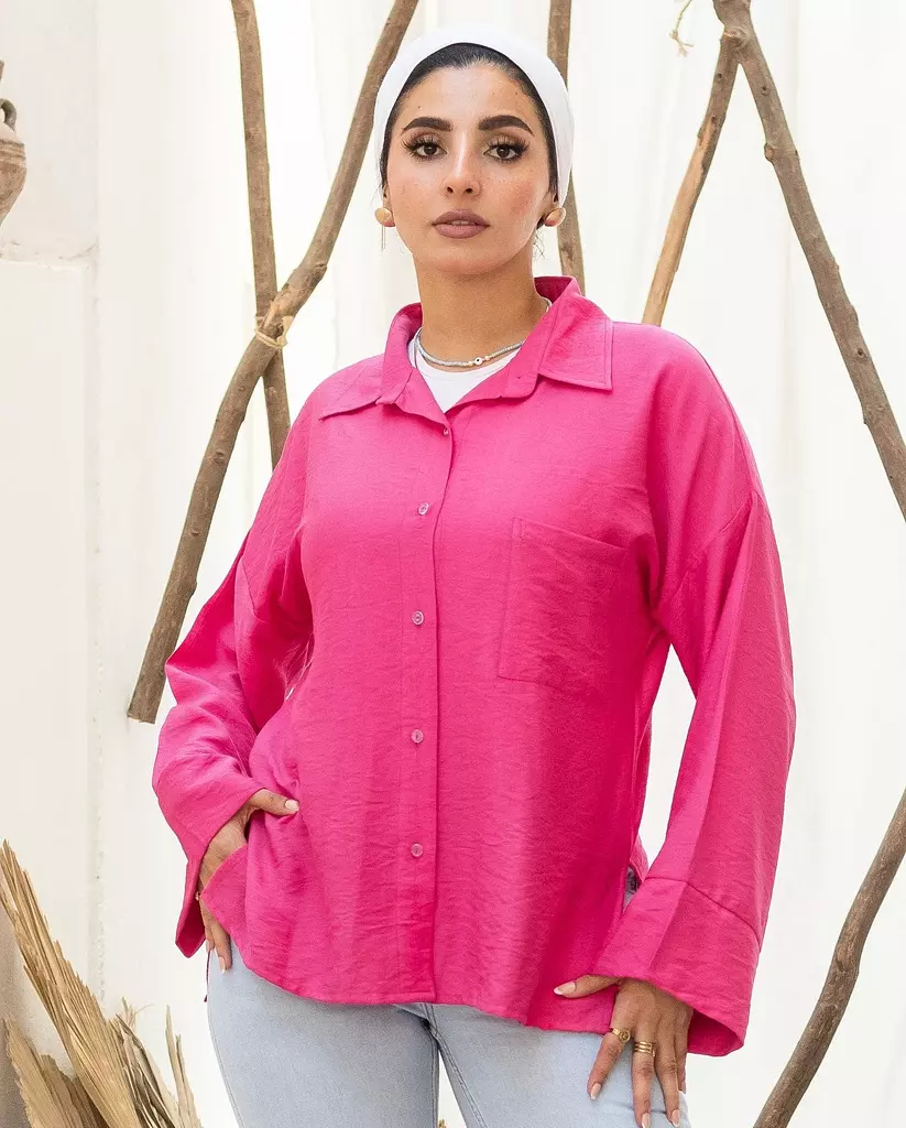 Fuchsia Linen Blouse