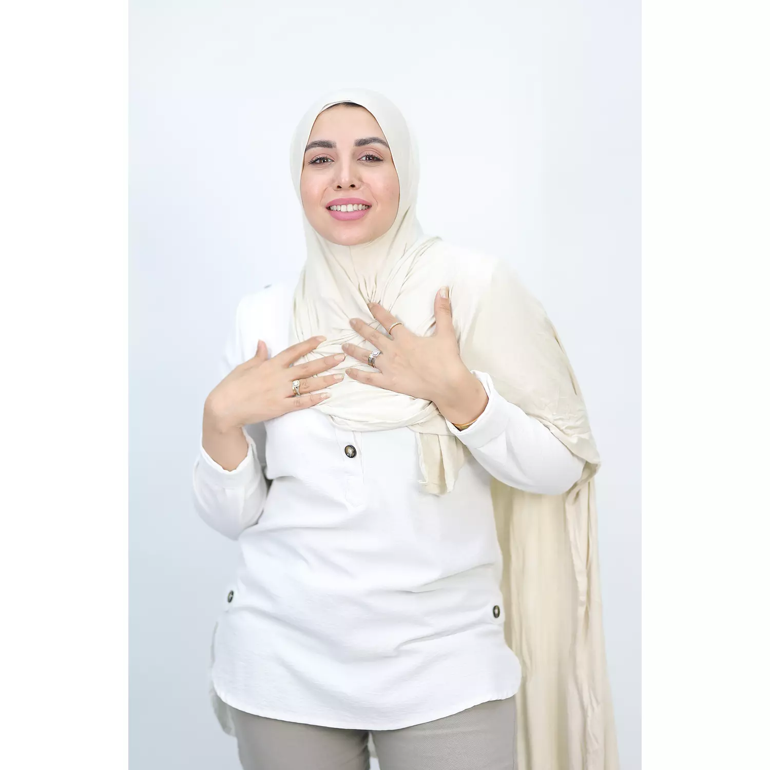 Jada Cotton Lycra Gel Hijab - Beige 1