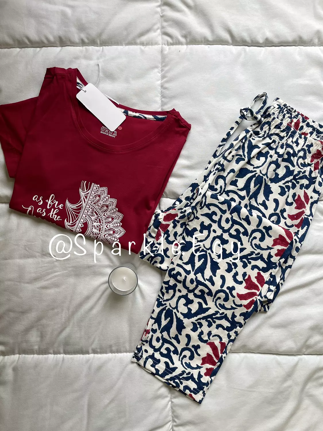 Pure cotton red pajama hover image