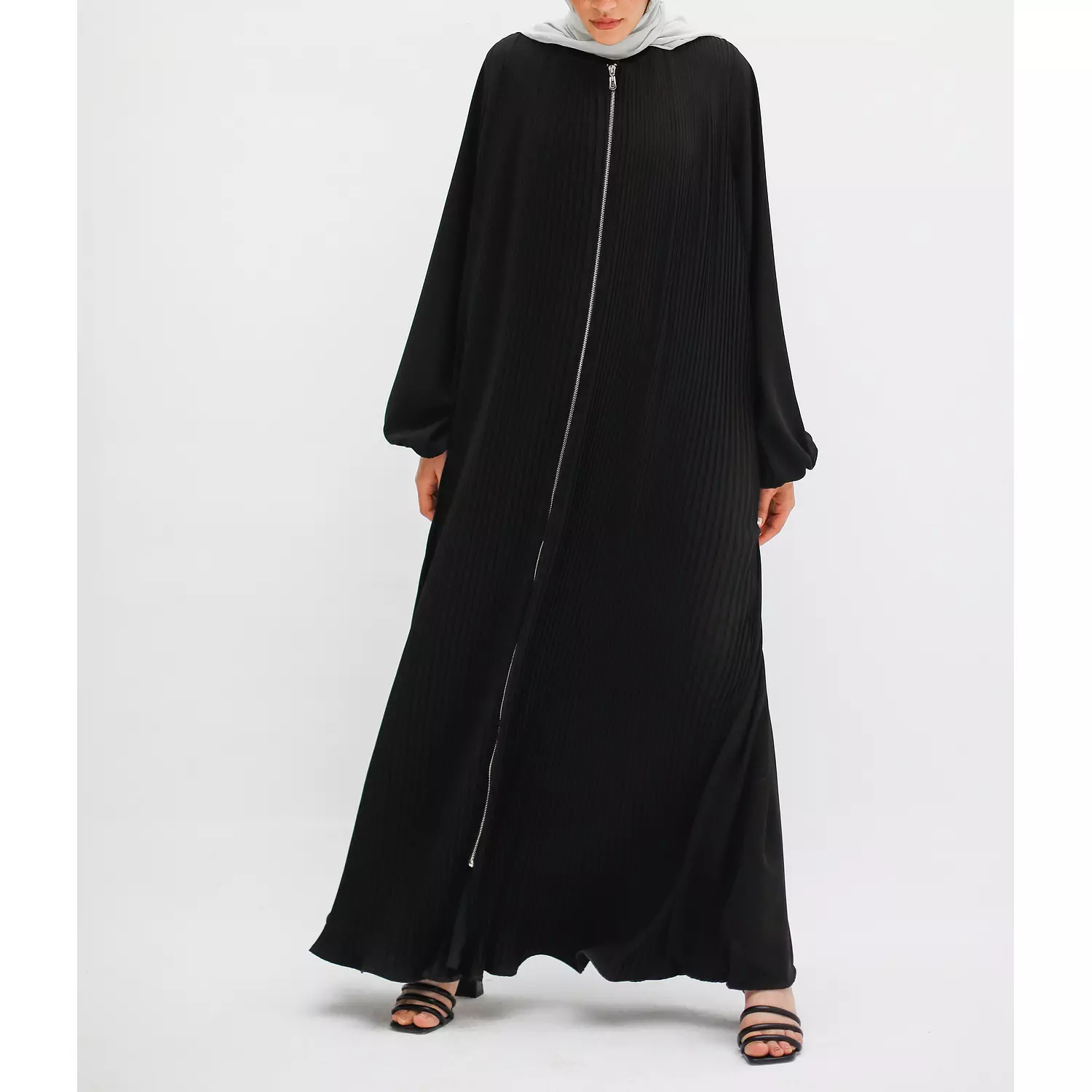 Full Zipper Pleated Abaya  5