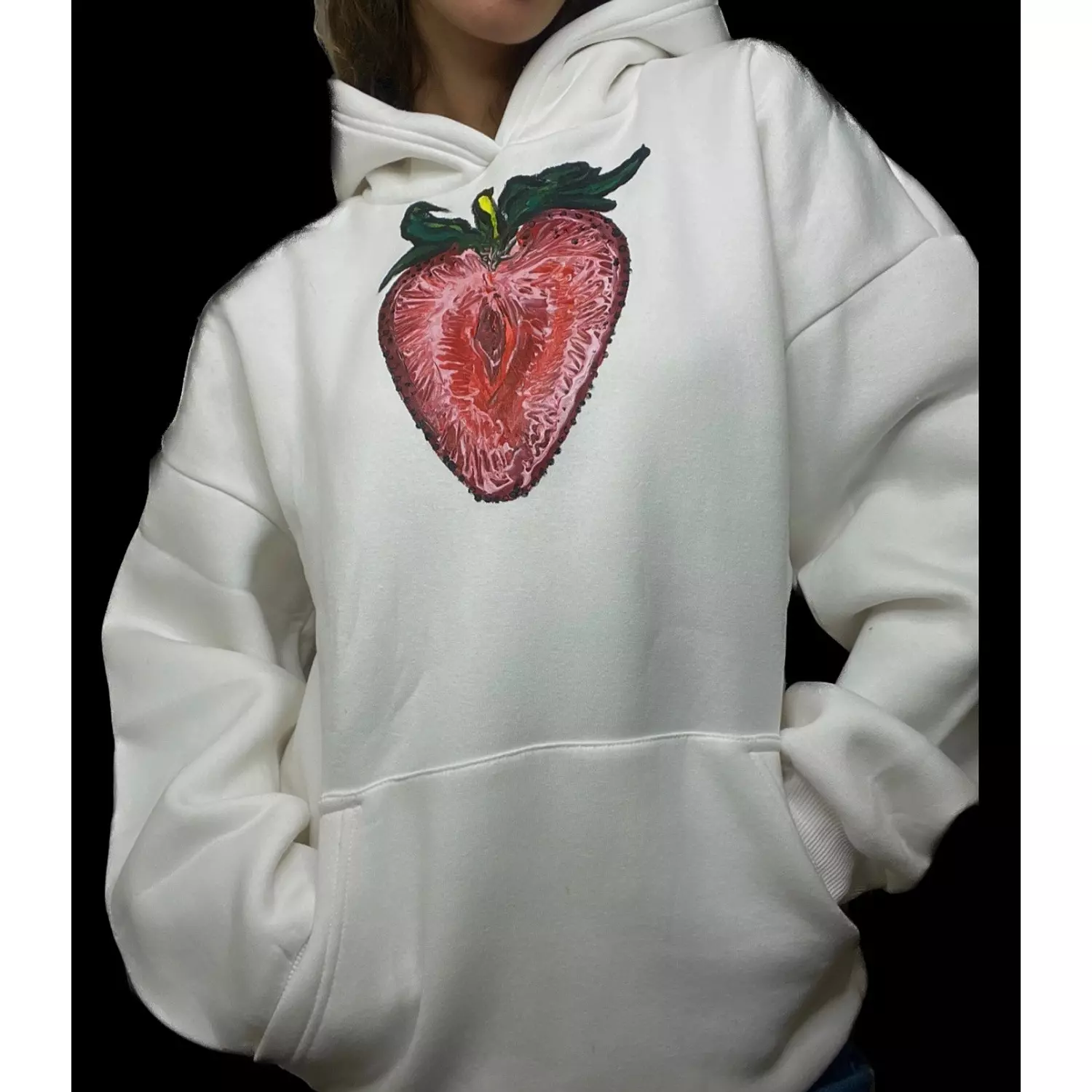 strawberry hoodie in white (medium) hover image