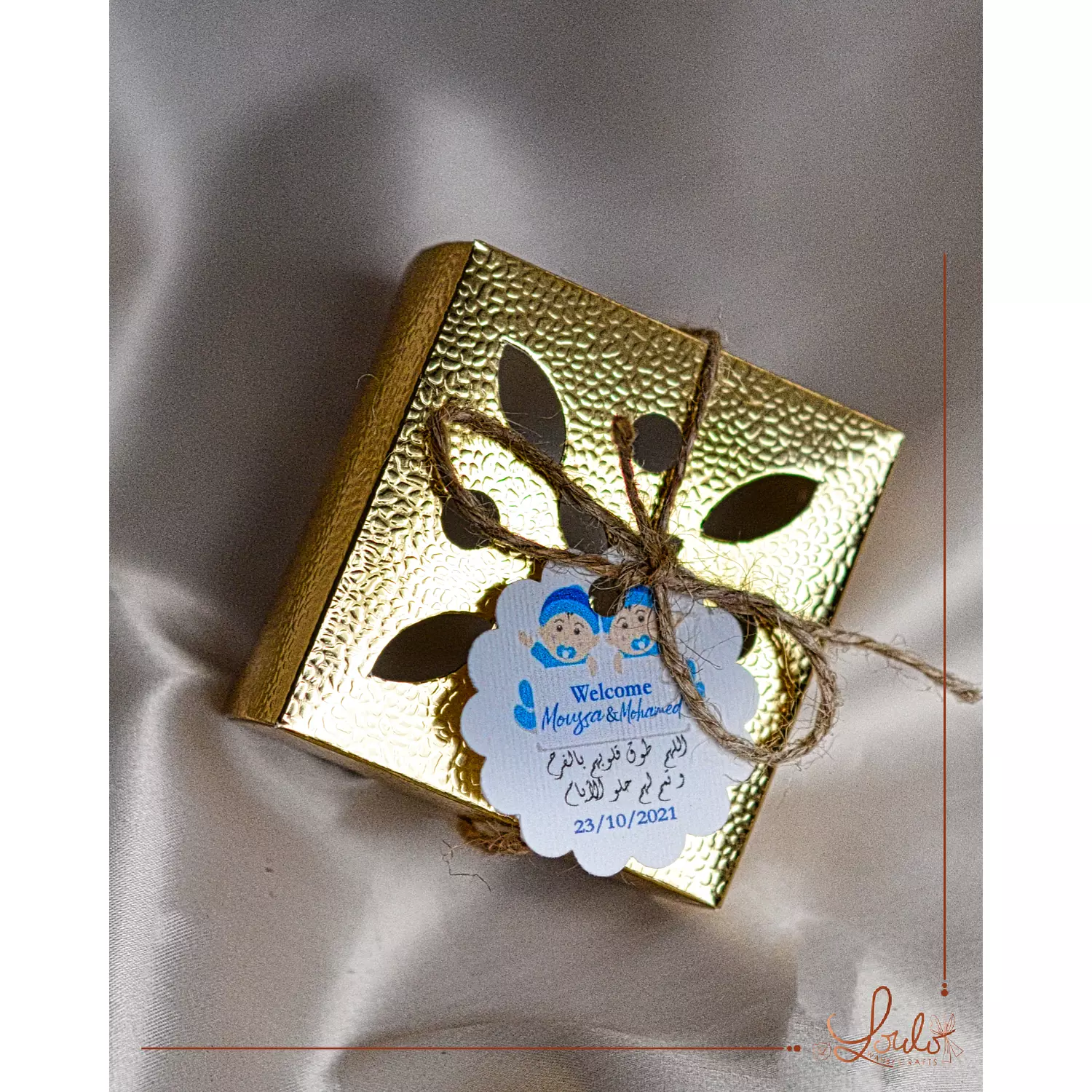 Baby shower Gold Leather texture box 7