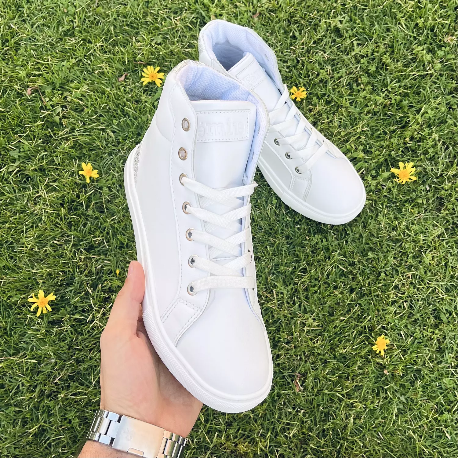 High Neck Silver*Whit Sneakers 3