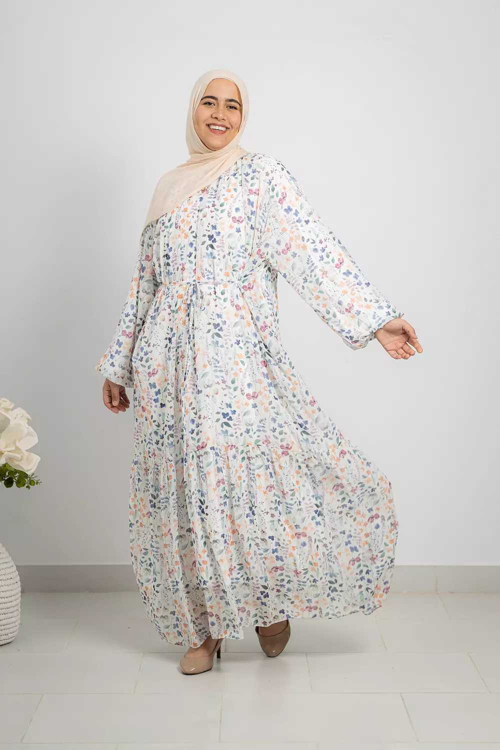 Floral Chiffon Dress with Full Lining 0