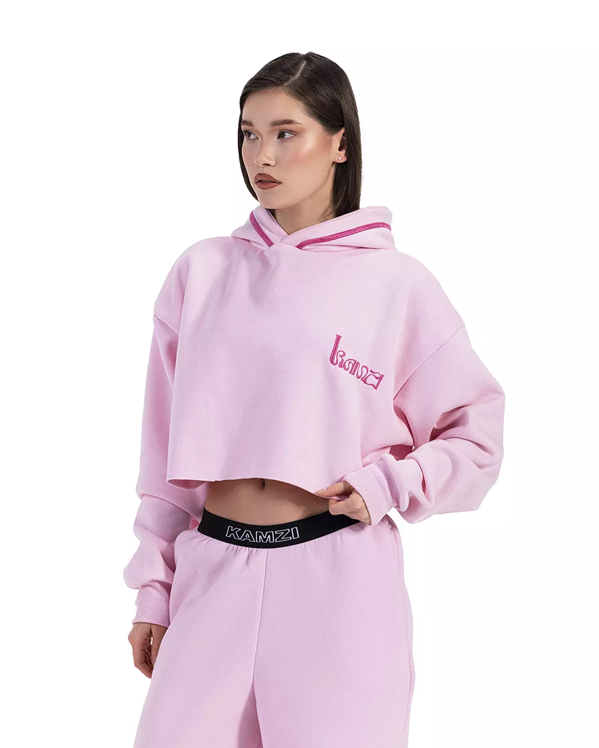  Powder Pink cropped Hoodie    hover image