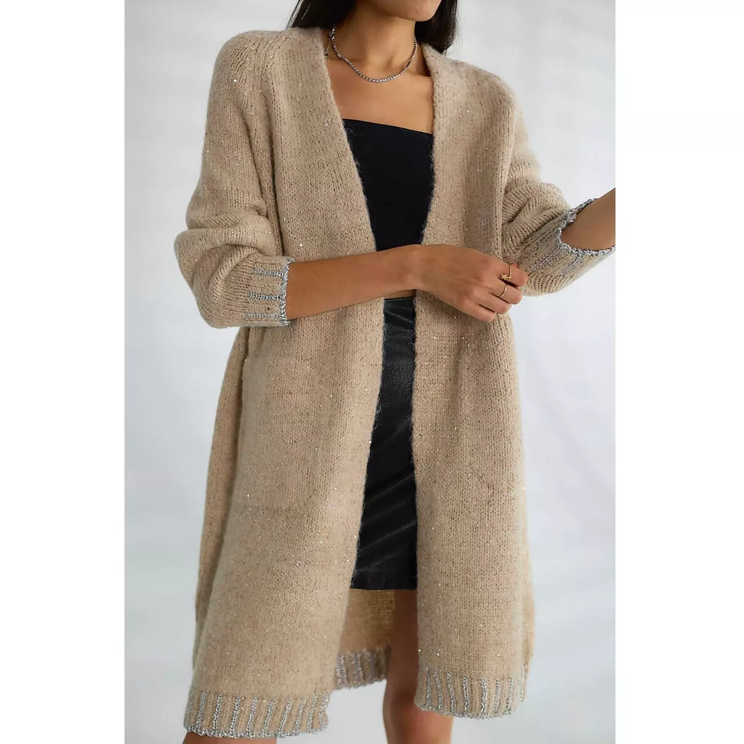 Glittery Beige Cardigan hover image