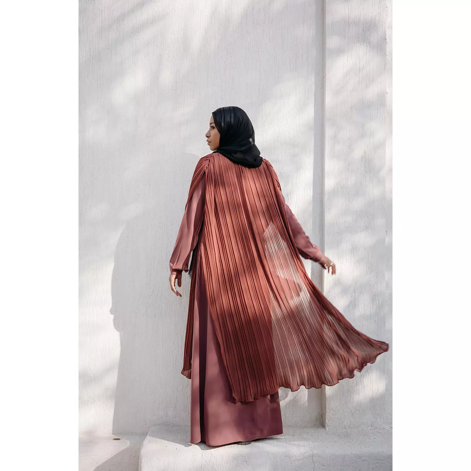 Night Blooming Abaya in Burnt Orange 3