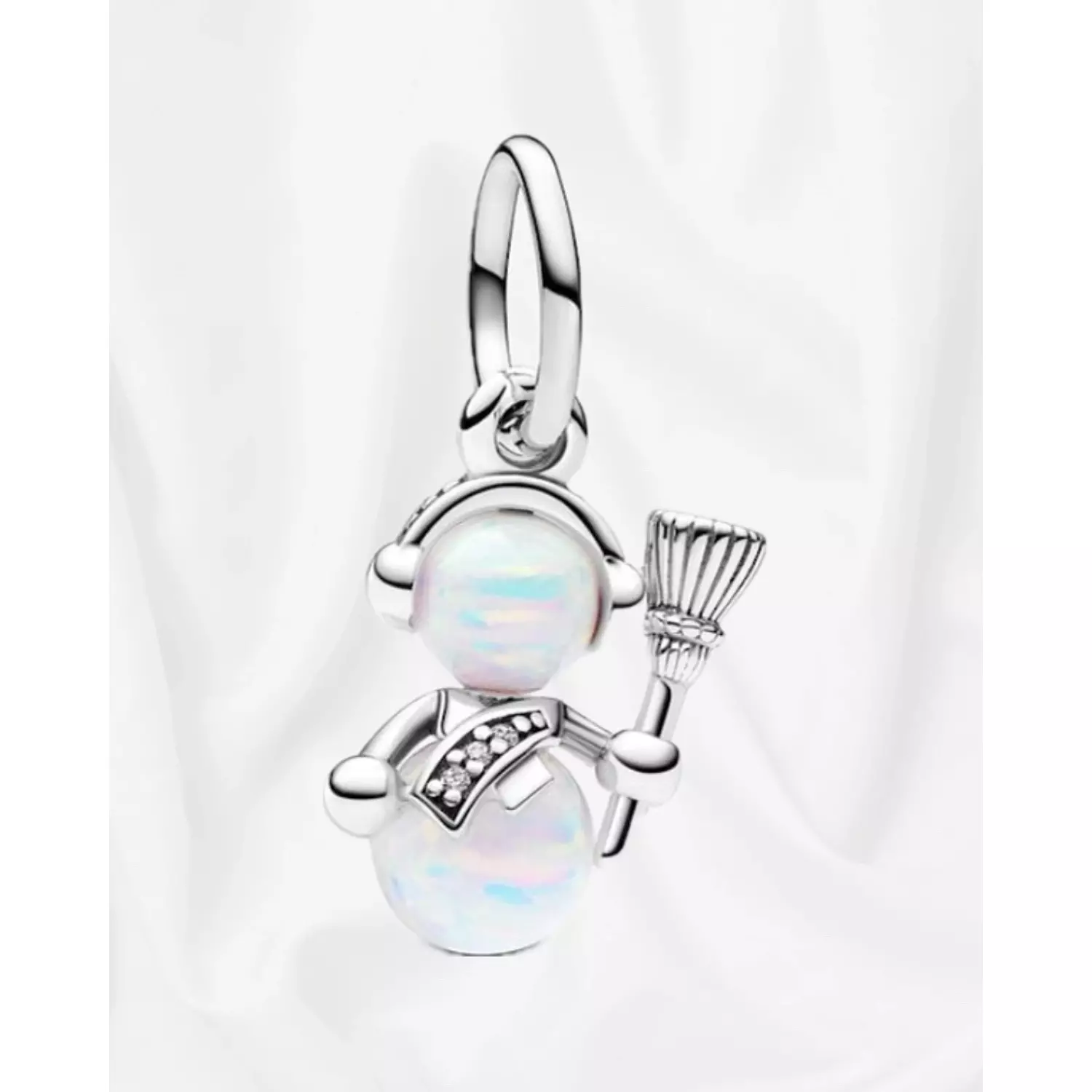 Opalescent Snowman Dangle Charm hover image