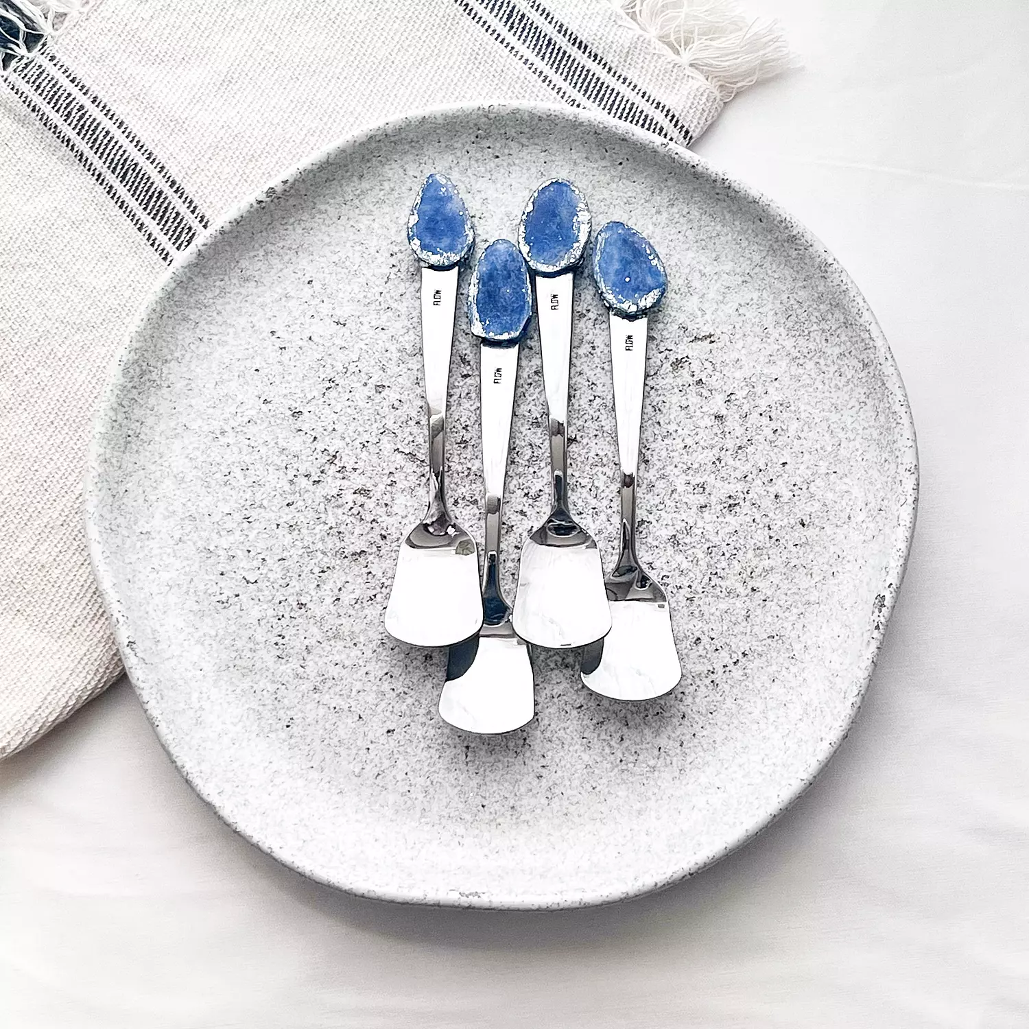 Blue / Silver ice-cream spoon set hover image