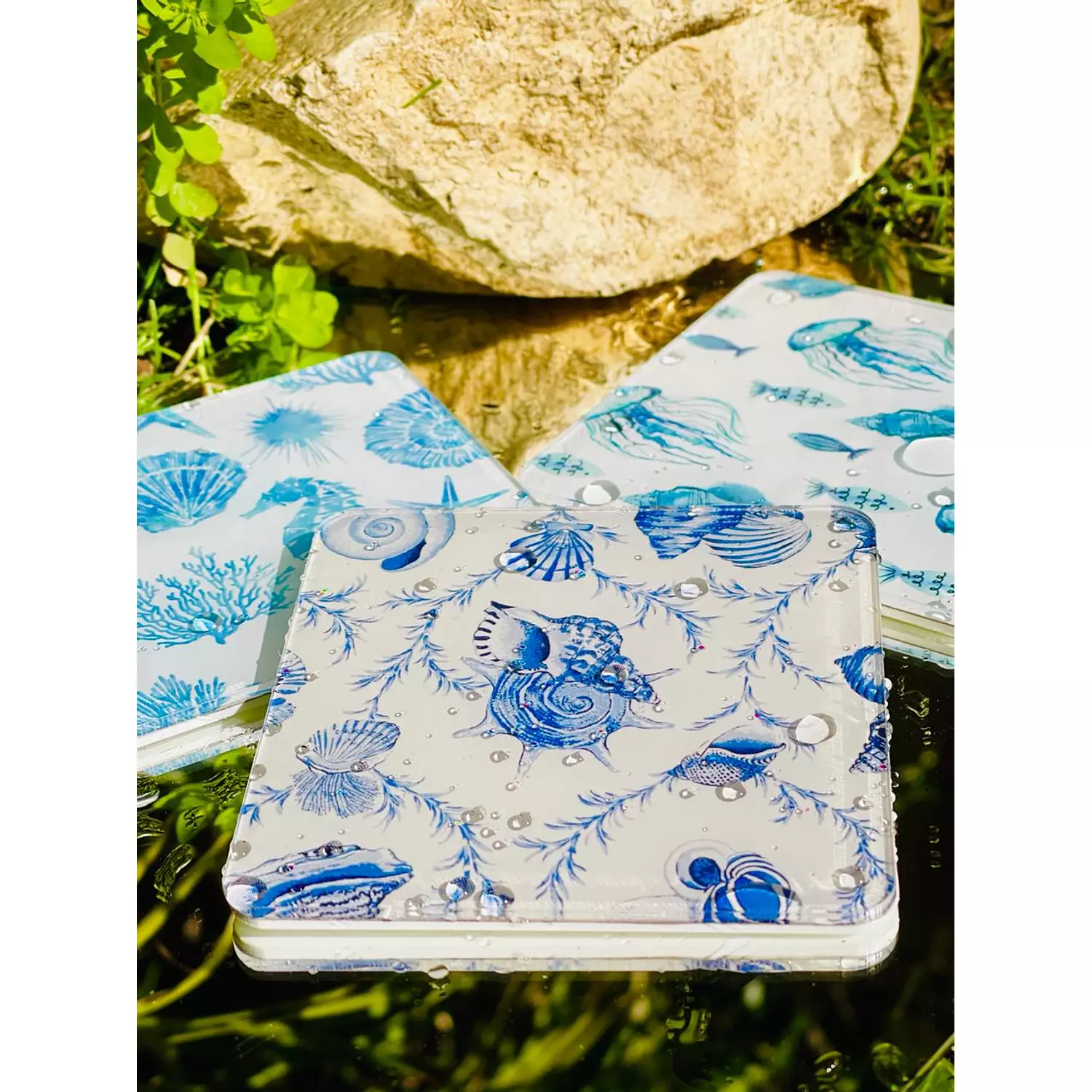 Seashells Coaster Sets Turquoise/Navy 1