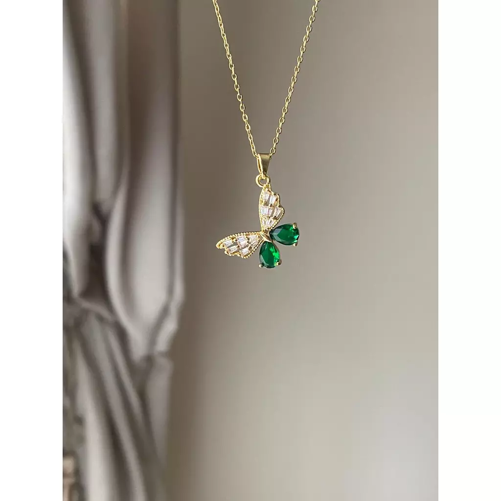 green butterfly necklace 