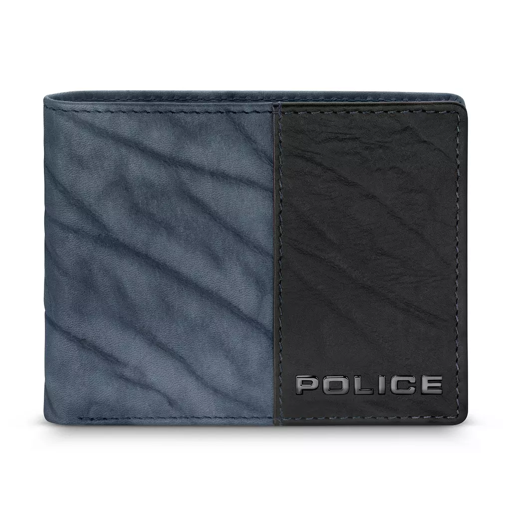 POLICE MEN WALLET GENUINE CALF LEATHER BLUE & BLACK