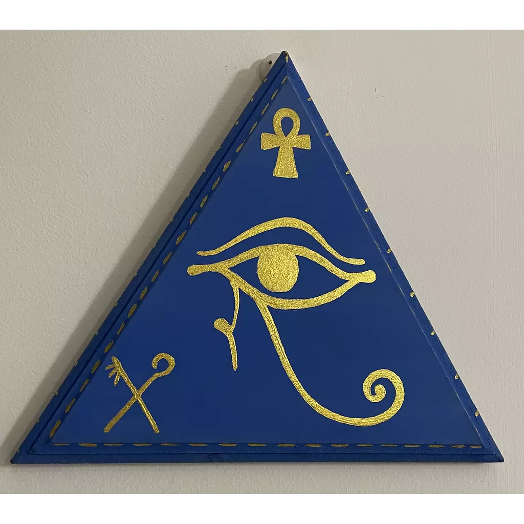 Eye of thoth hand painted wooden sign wall art 20 cm 