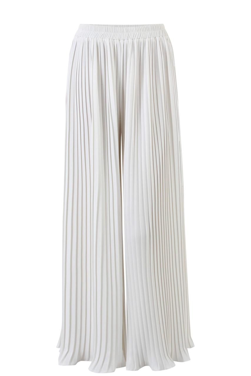 White Pleated Wide Leg Pants