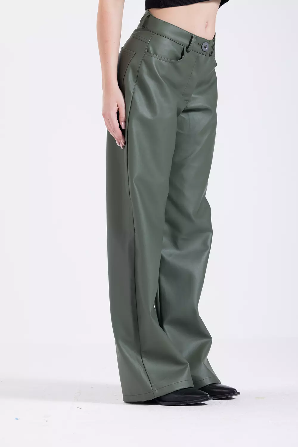 Olive Green Leather Pants 2