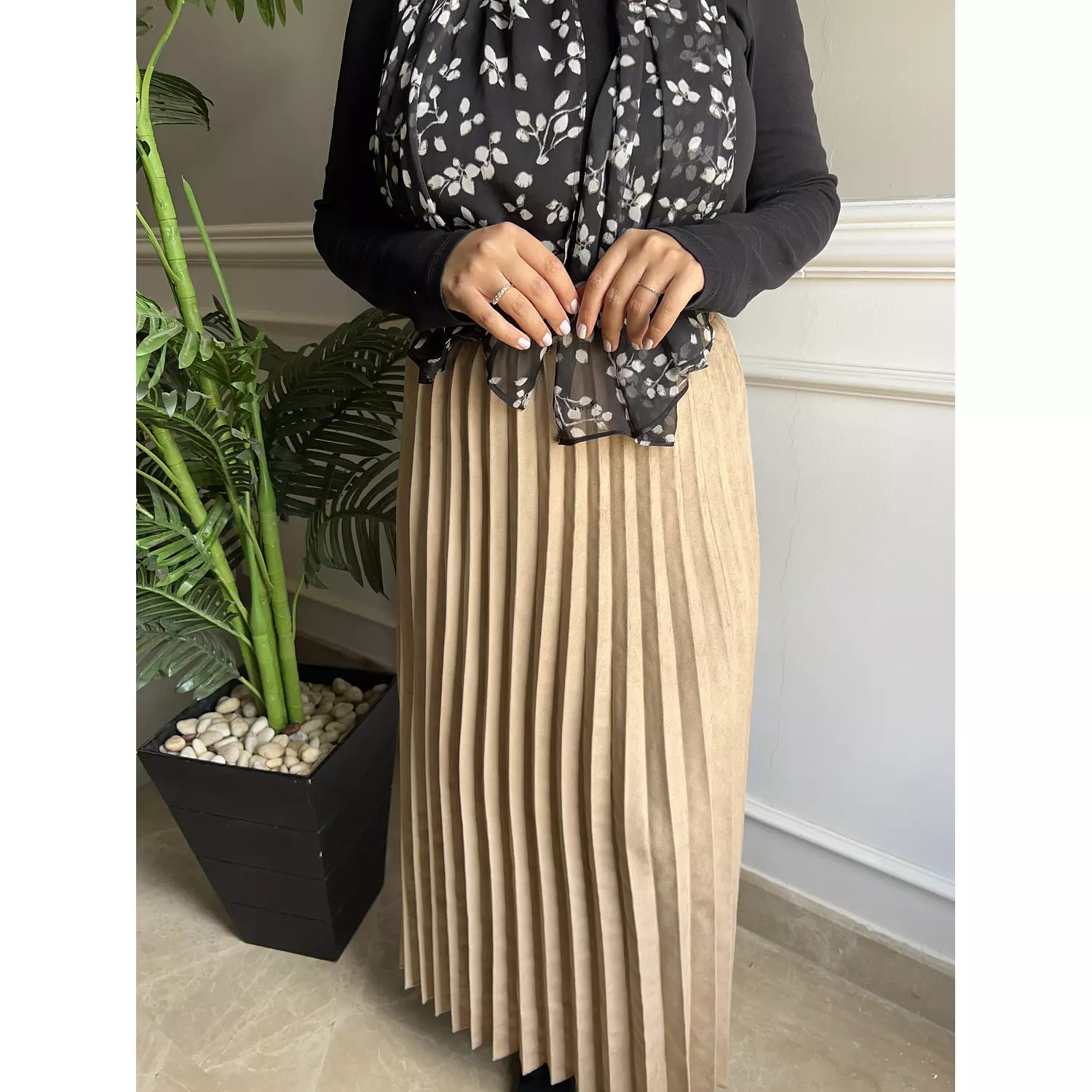 Plisse Skirt in Beige 2