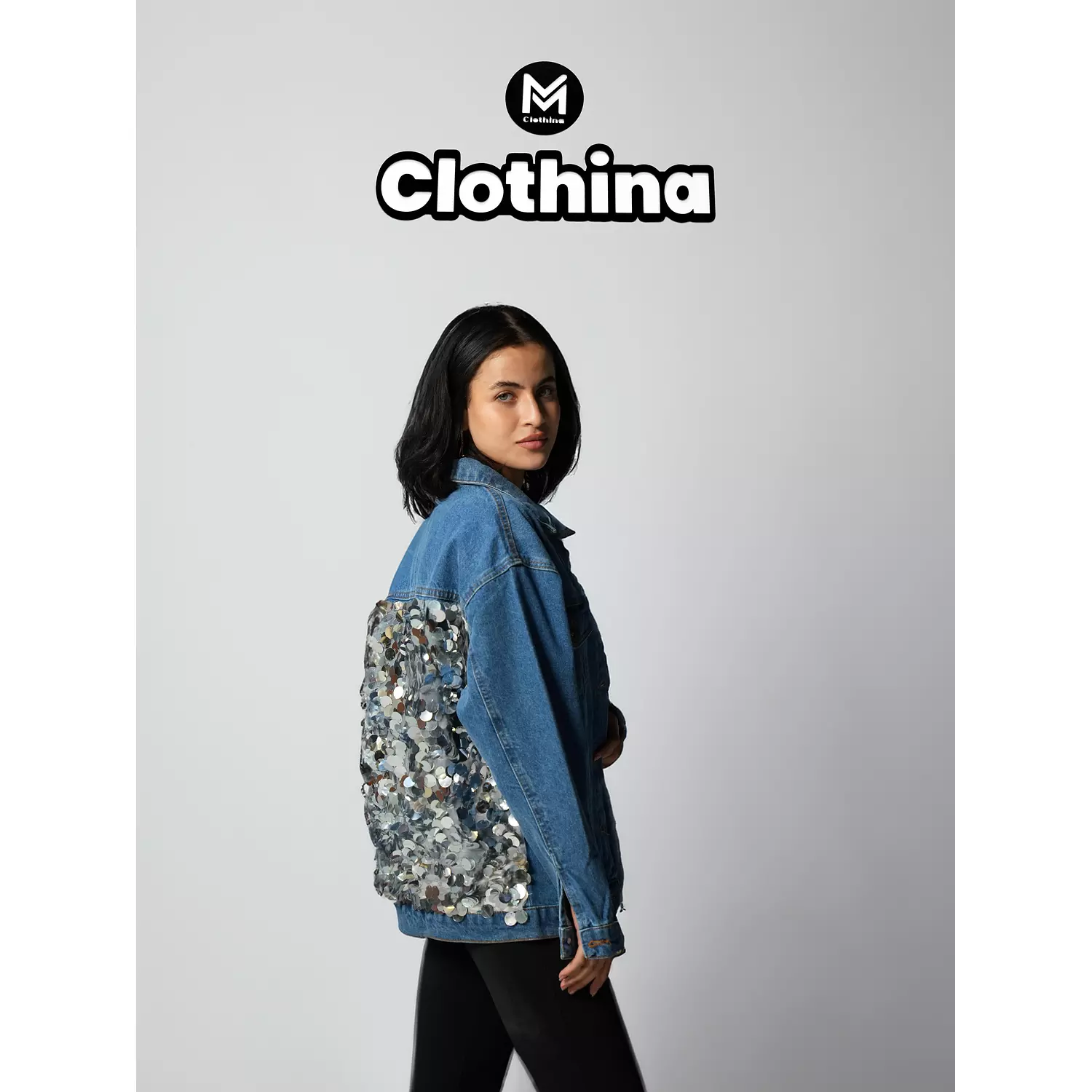 "Denim Strass Back Jacket" hover image