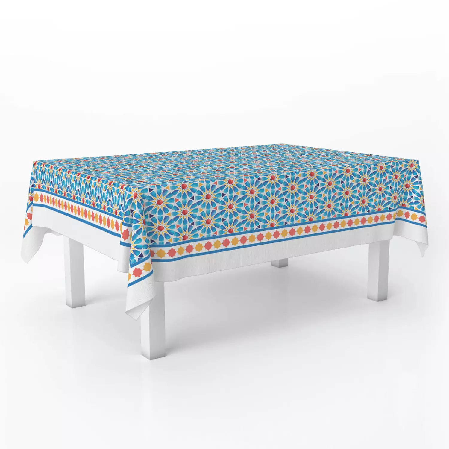 Blue Islamic Stars Table Cover 3