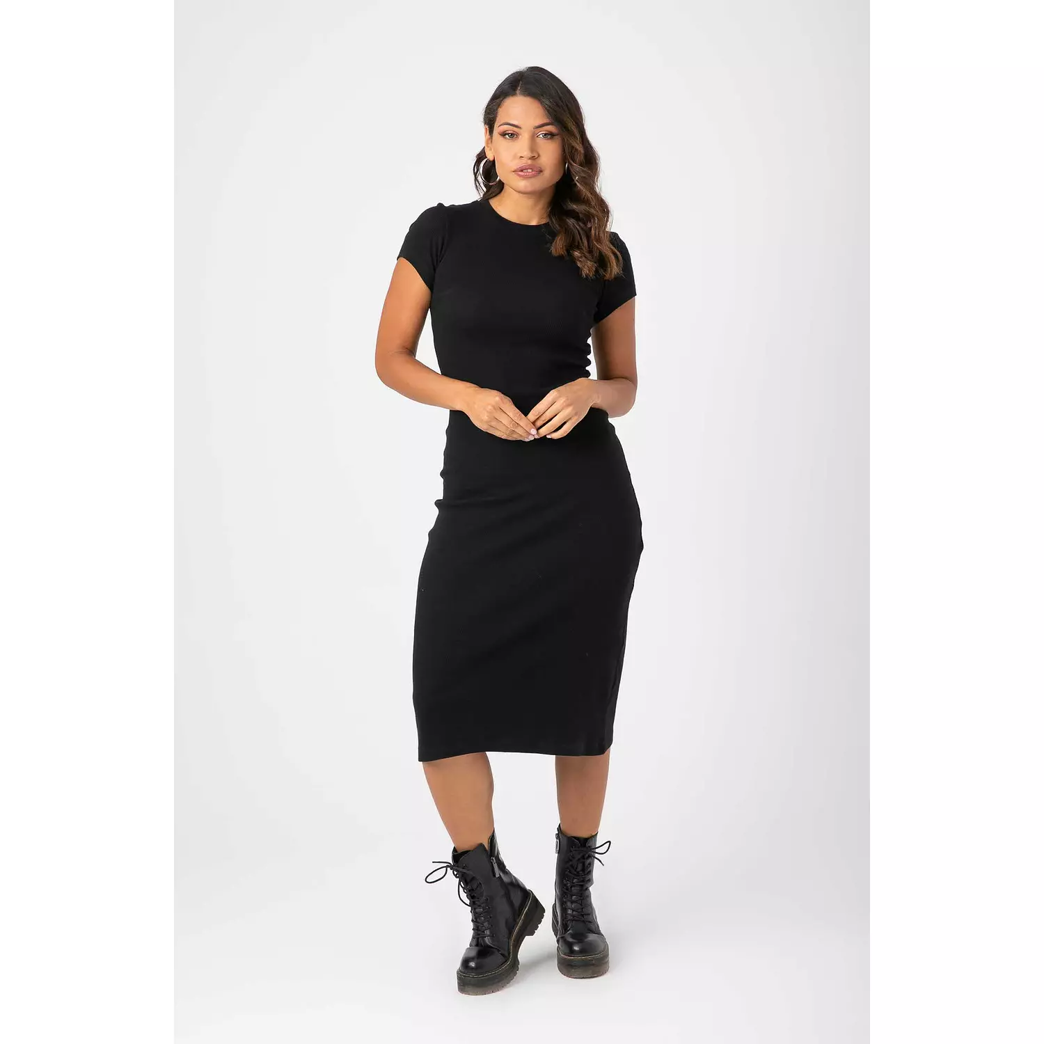 RIBBED MIDI DRESS hover image