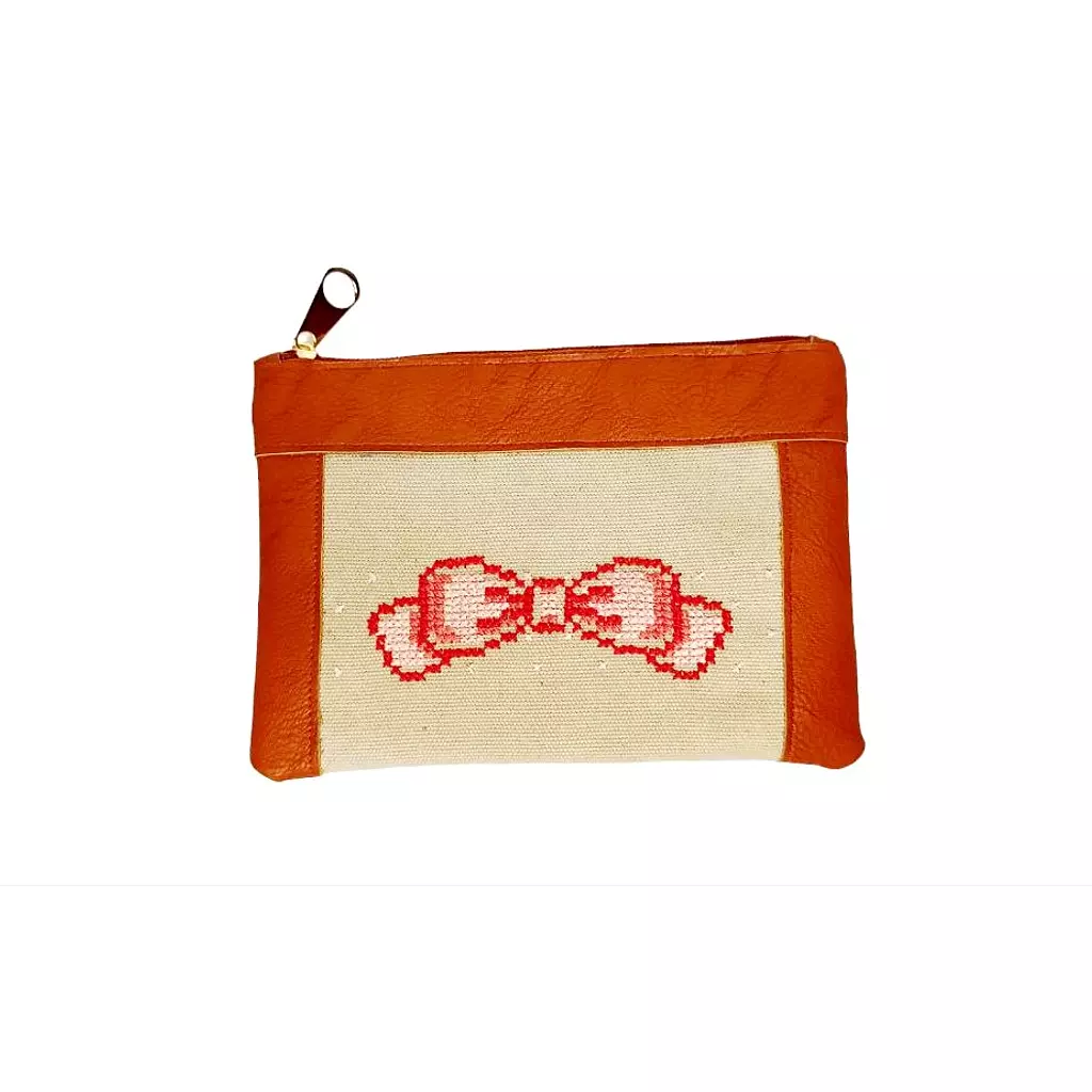 Camel leather with Simon bow embroidery (B.33-3)