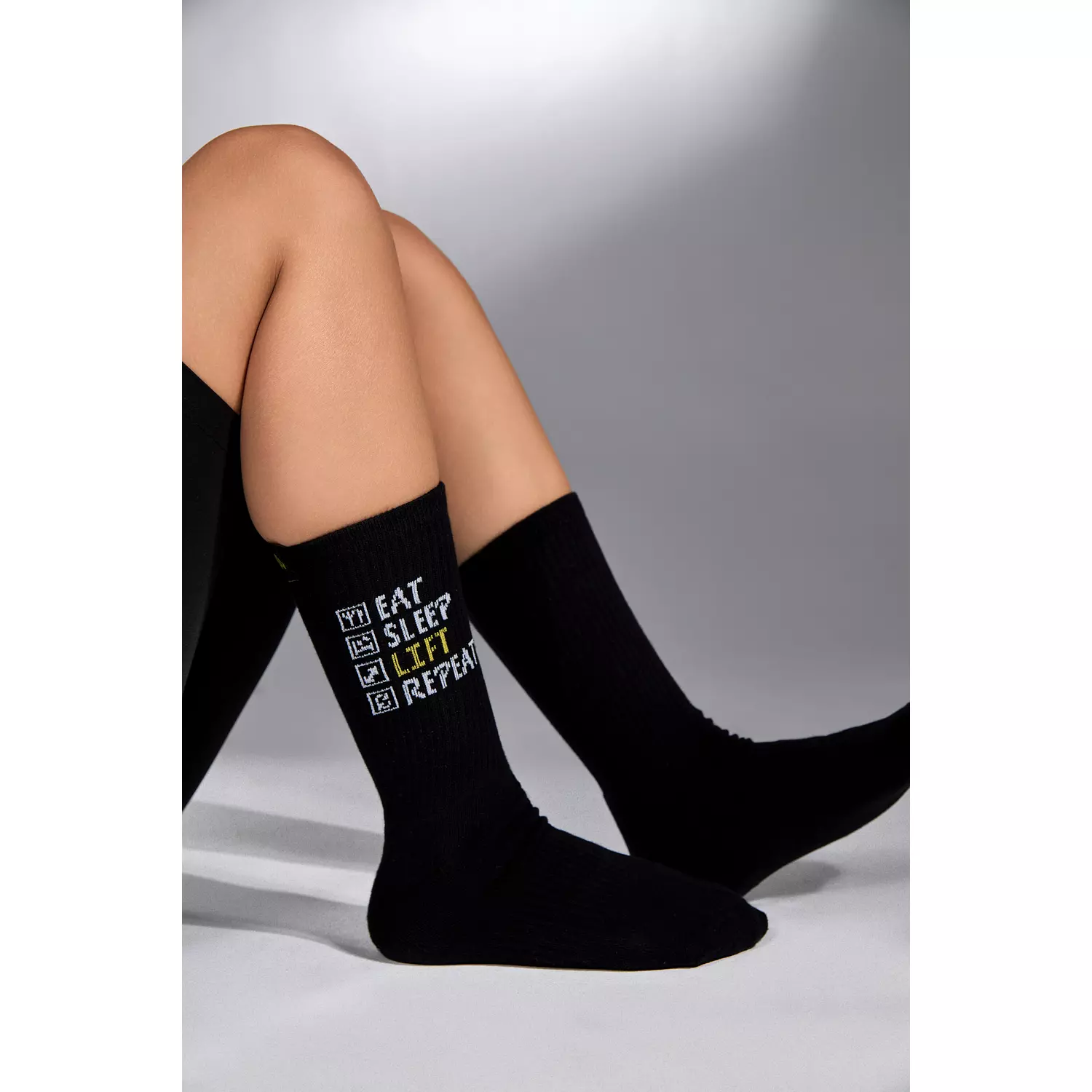 “EAT - SLEEP - LIFT - REPEAT” SOCK  IN BLACK 4