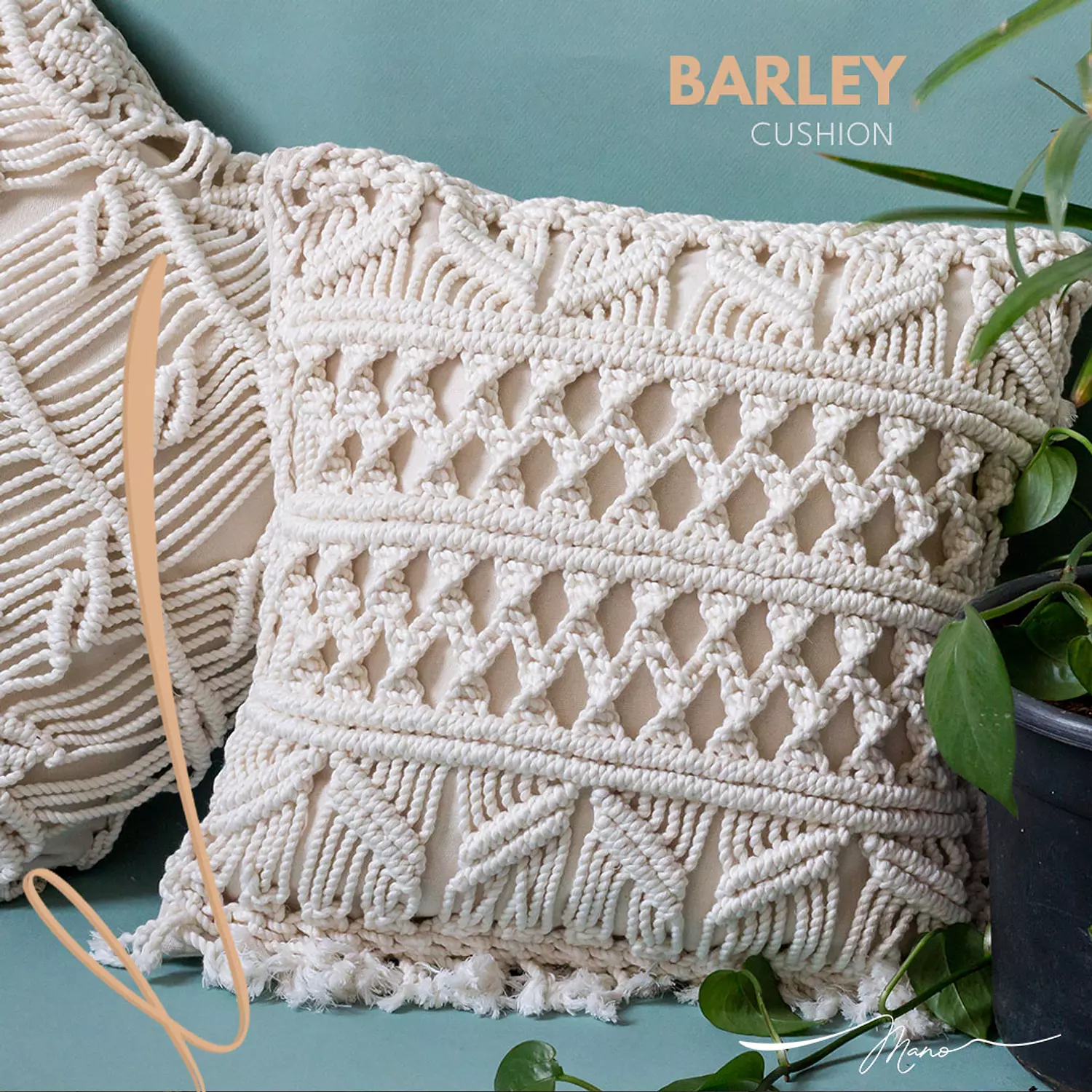 Barley Cotton Macrame Cushion  hover image