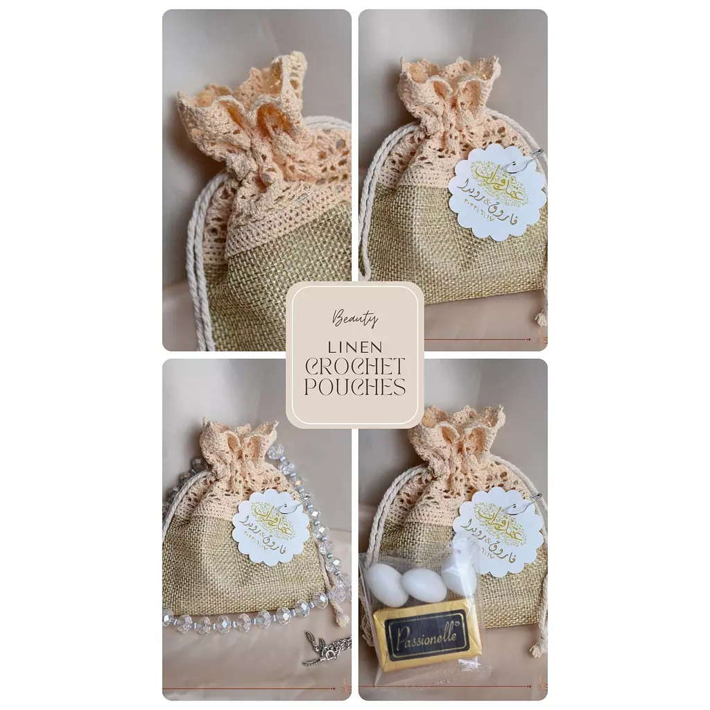 Wedding (Katbkitab) Linen Crochet Pouches 