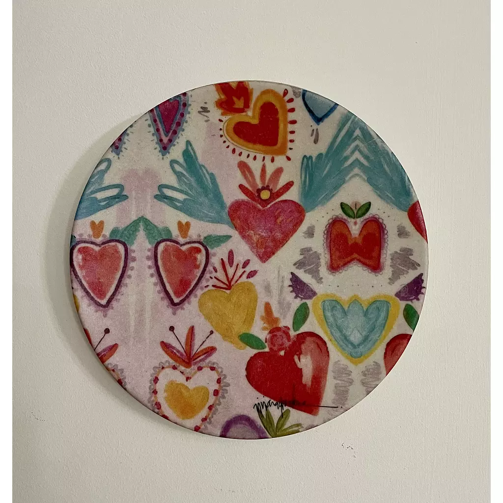 Angel hearts porcelain plate 21 cm wall art 