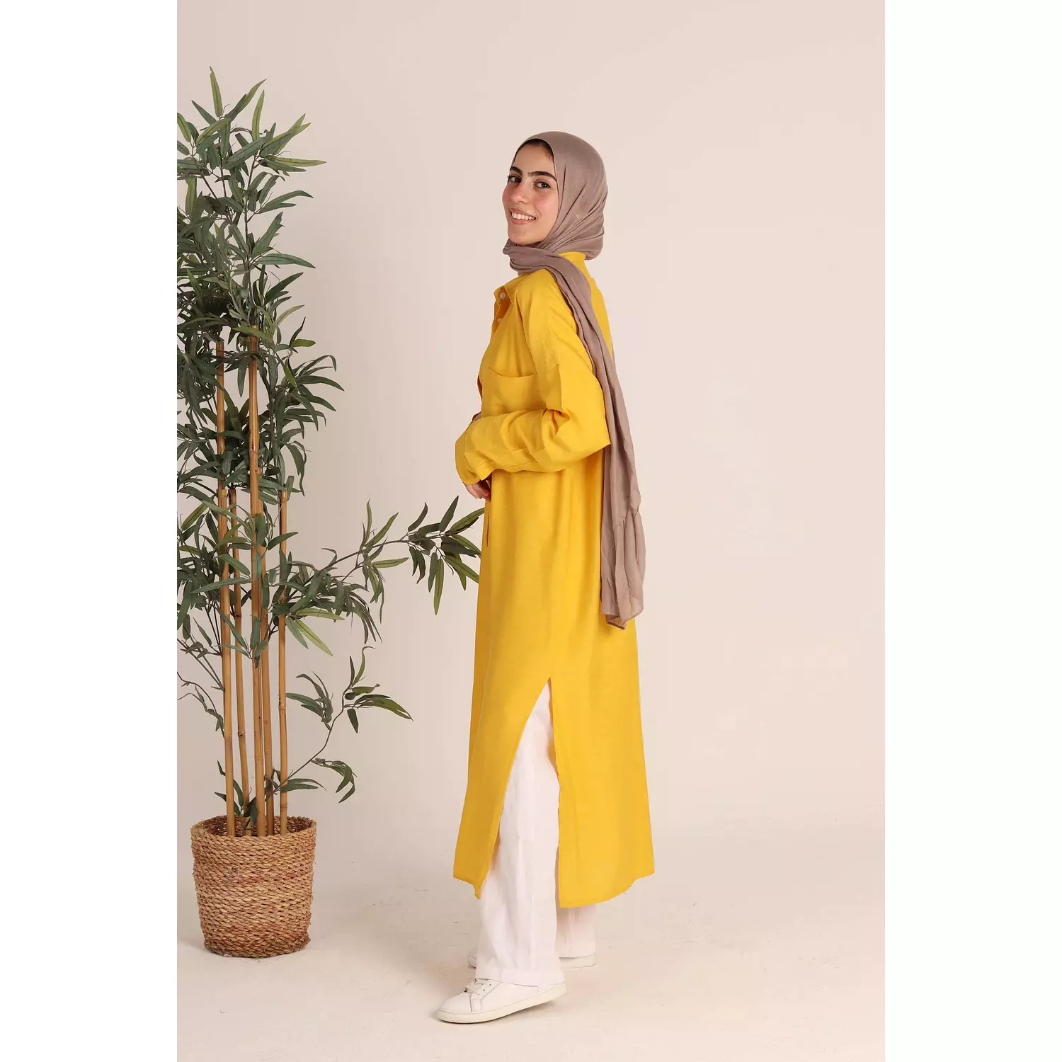 Mustard Linen Shirt 2