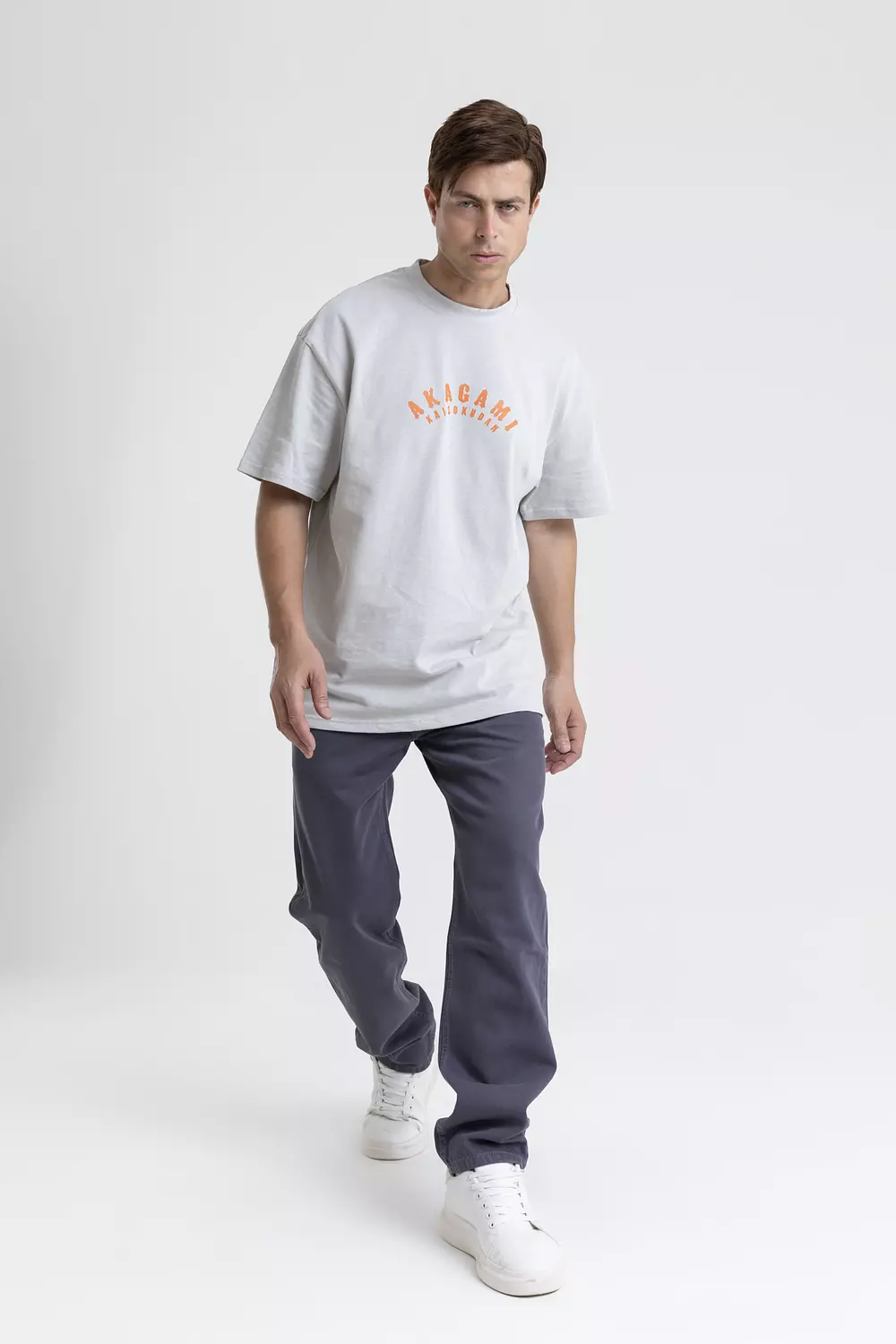 oversized cotton t-shirt with contrast print back & front 8