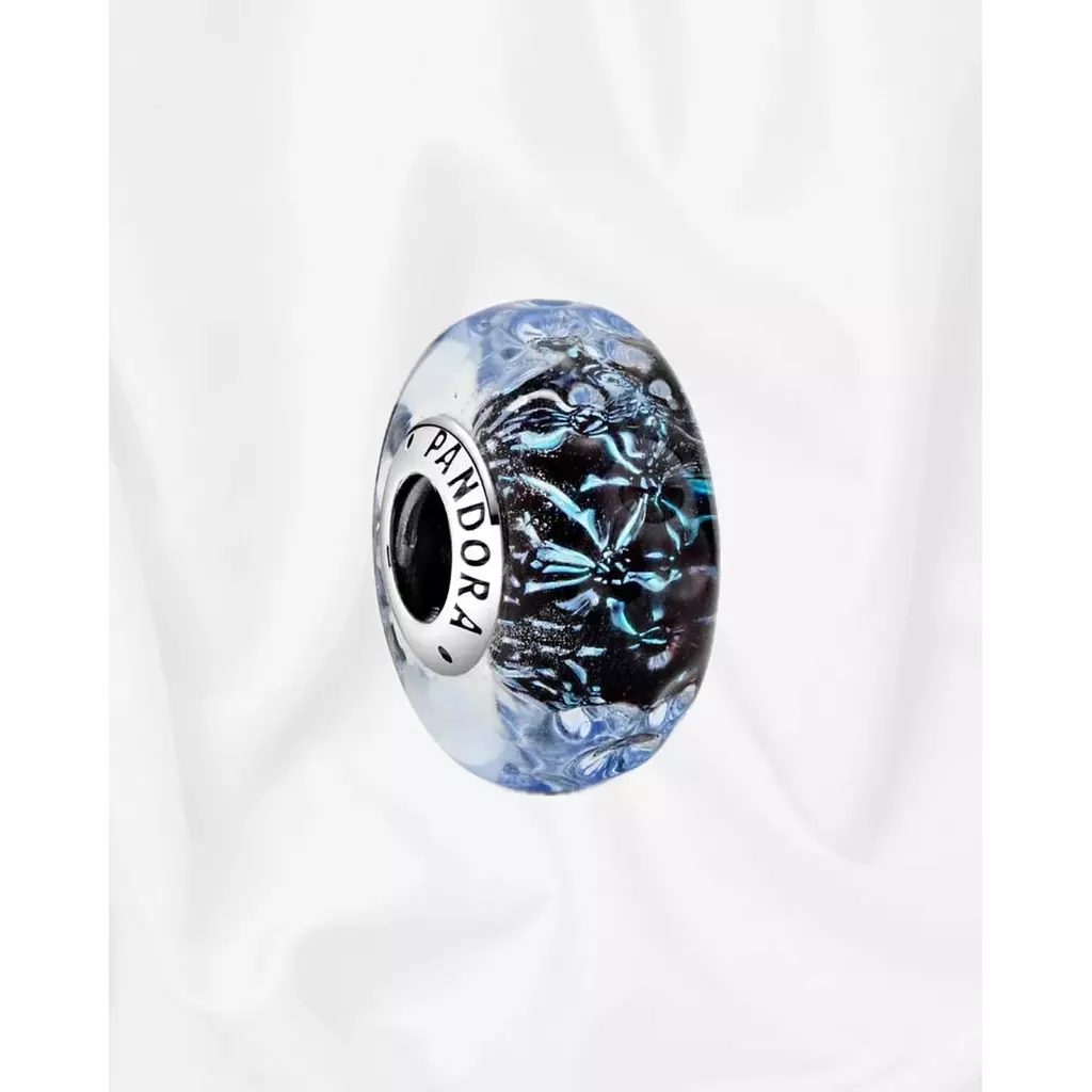 Wavy Dark Blue Murano Glass Ocean Charm