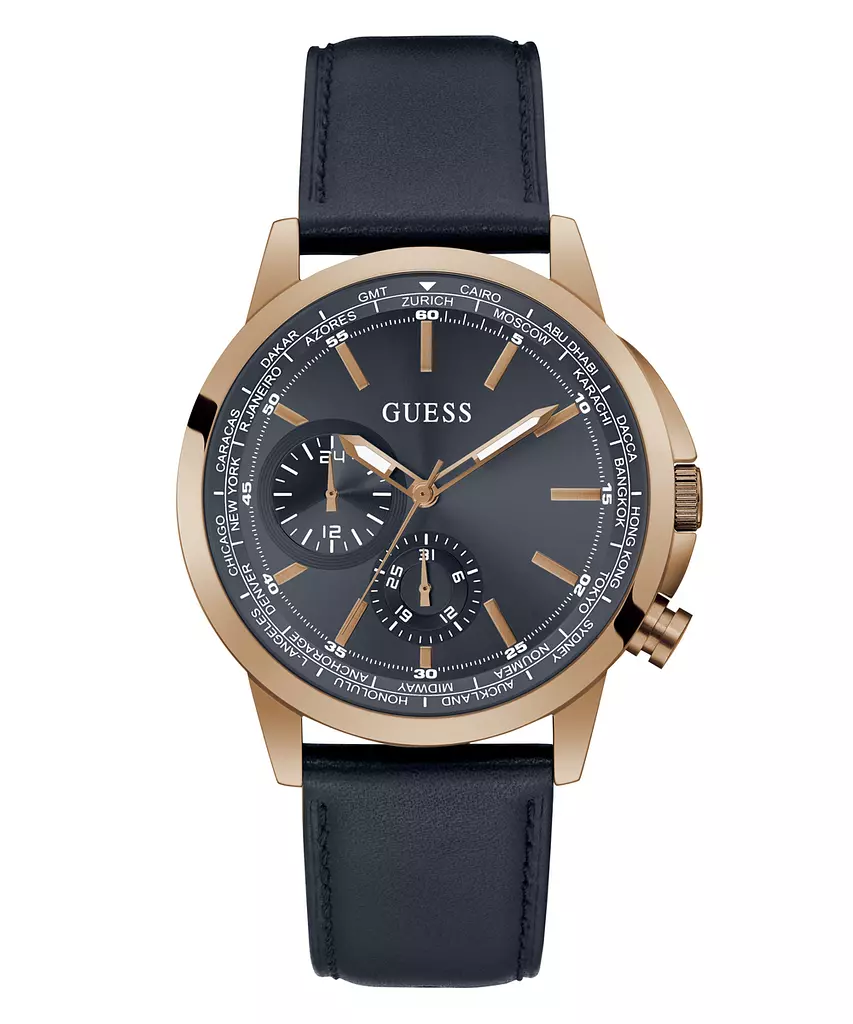 GUESS GW0540G2 ANALOG WATCH  For Men NavyGenuine Leather Smooth Strap 