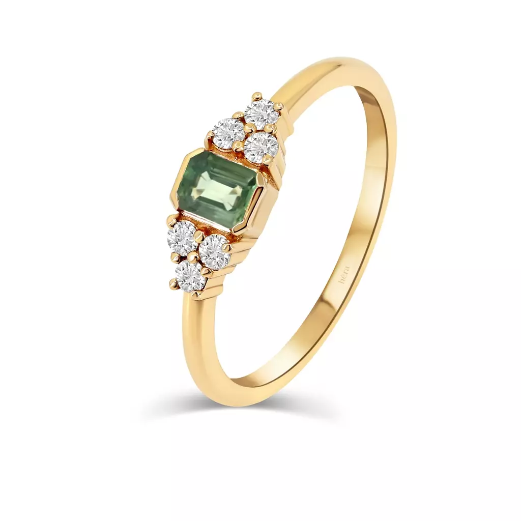 Flowery Green Sapphire Ring - R64