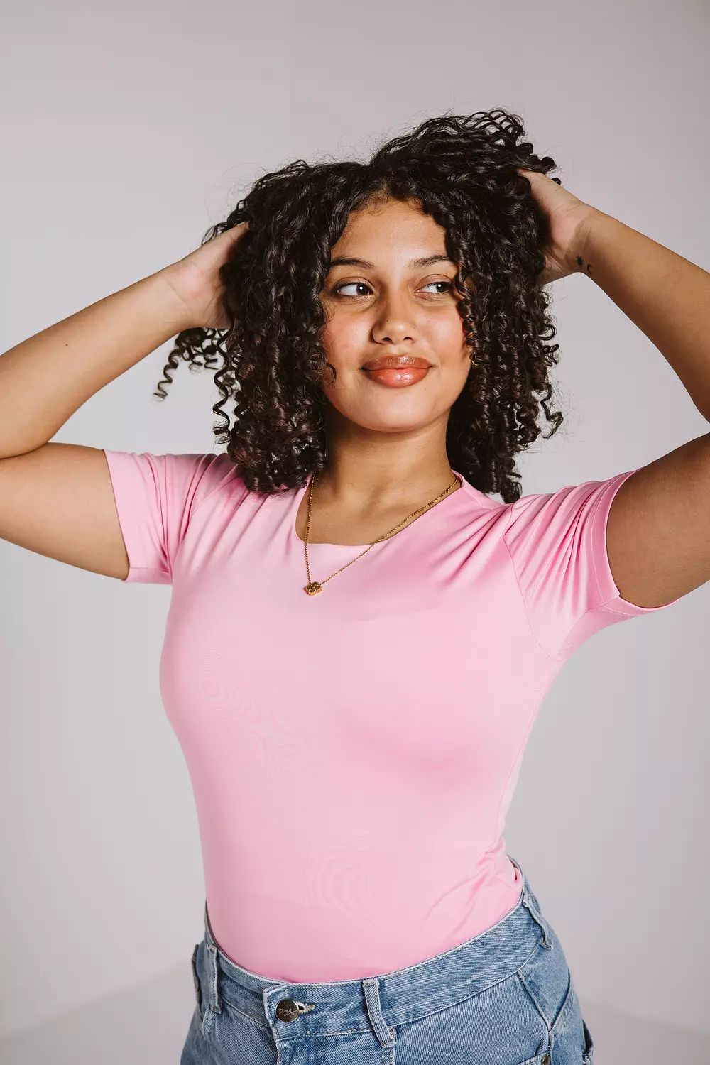 Round neck short sleeve pink 1