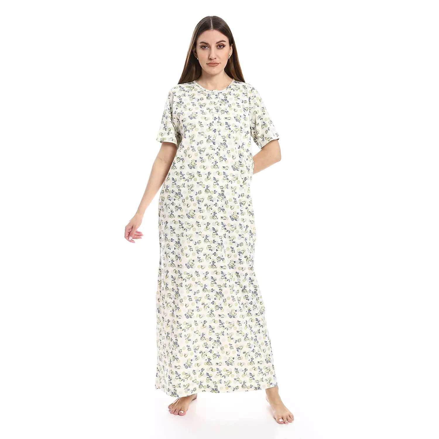 Women Nightgown Floral Pattern - 2488 - Light Blue hover image