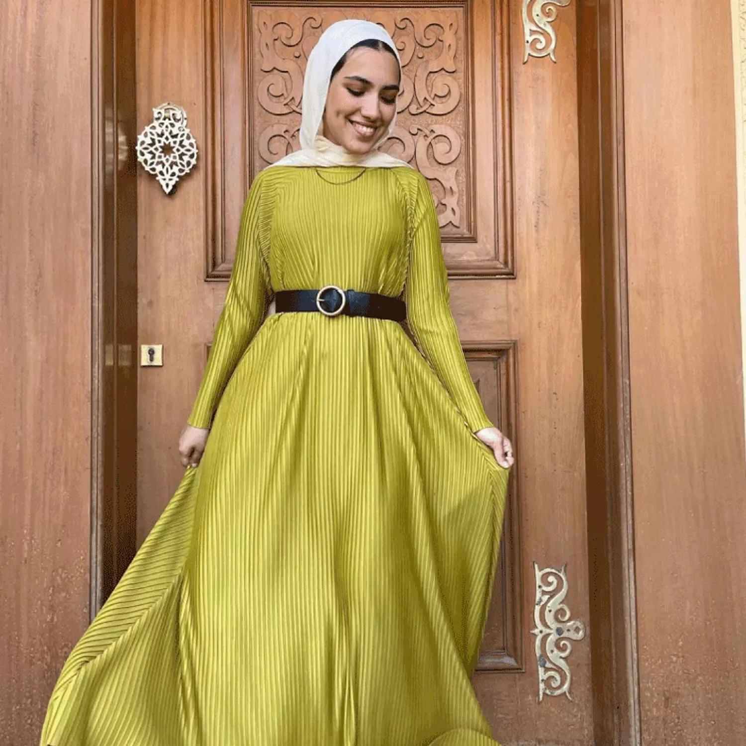 Pistachio Pleated Dress hover image