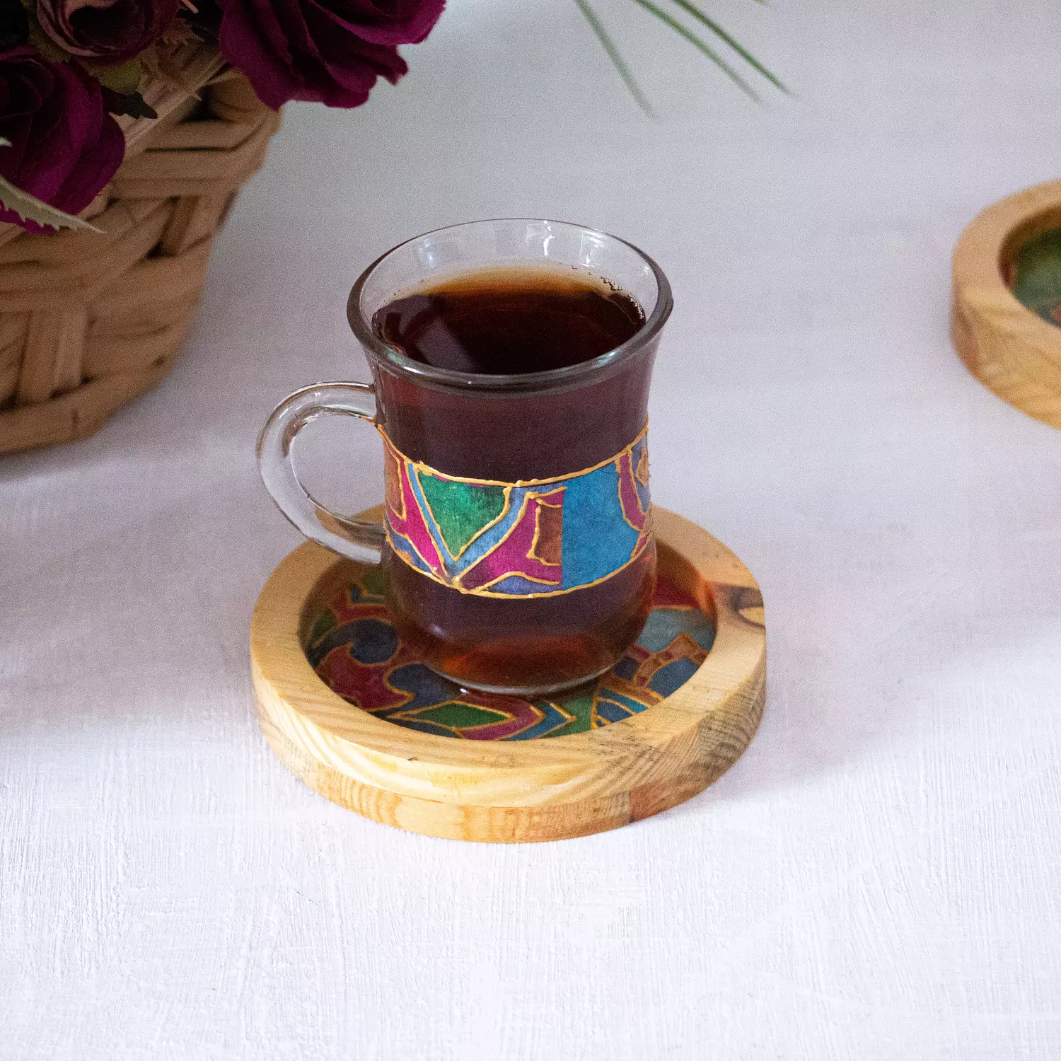 Arabic Blossom Wooden Coasters -Per Piece 3