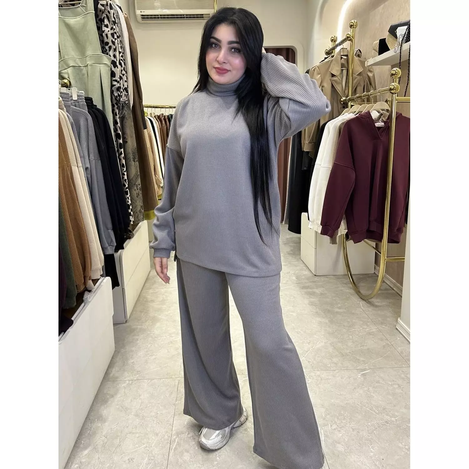 Comfortable suit in ash color (gray)  hover image