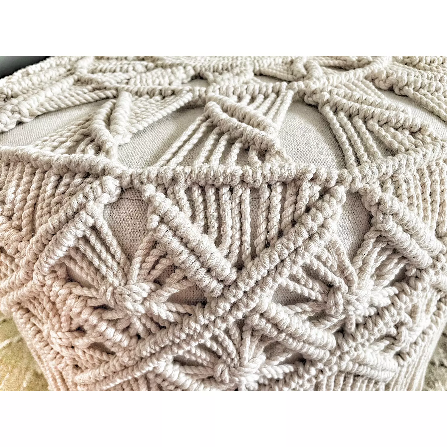 Sunflower Cotton Macrame Puff 1