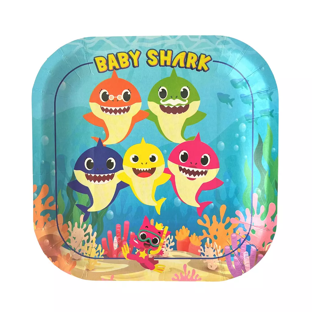 Baby Shark Square Paper Plates