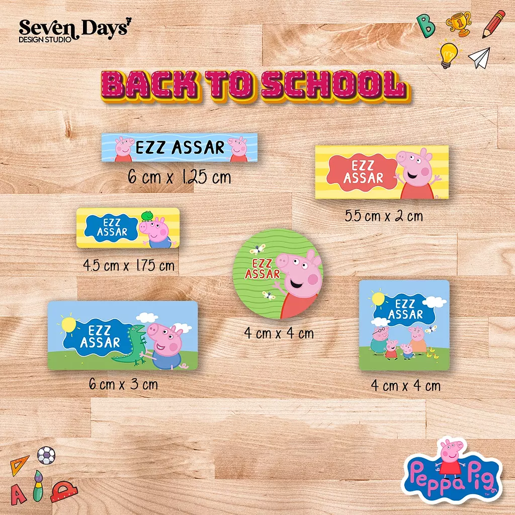 Peppa pig School Labels