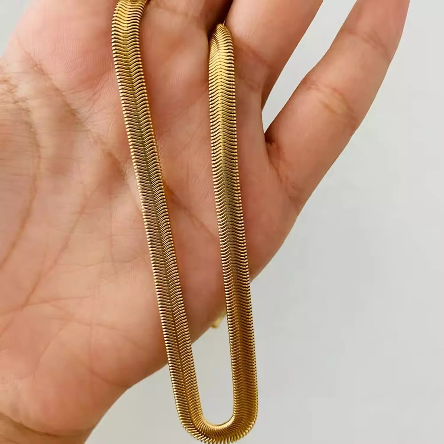 Basic Herringbone Gold Necklace hover image