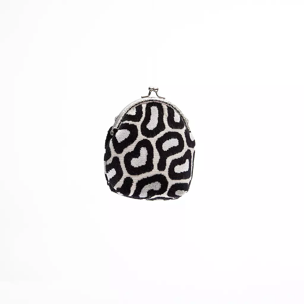 The Leopard Print Kiss-Lock Coin Purse with silver frame Chain