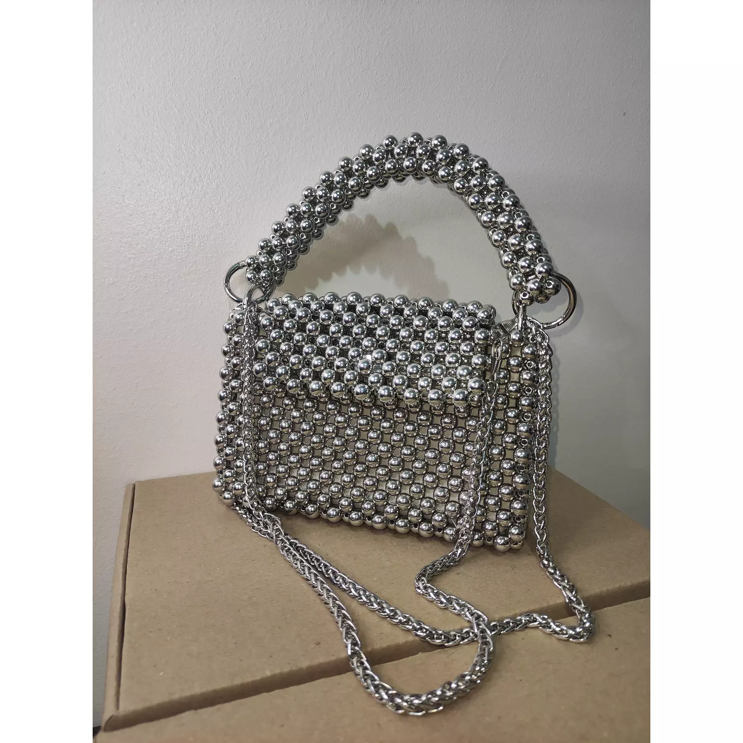 Silver beaded bag  4